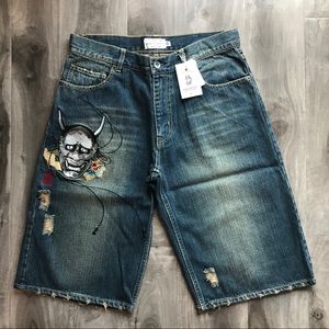 Men’s Shorts - Karakuri Brand Embroidery Shorts